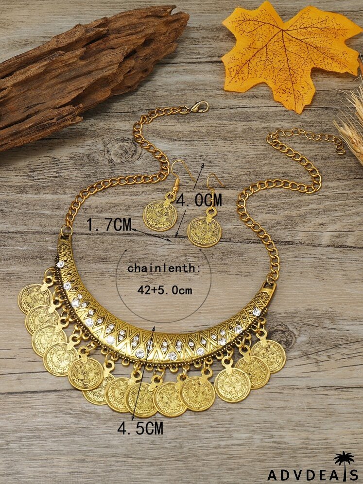 3pcs Vintage Coin Charm Jewelry Set