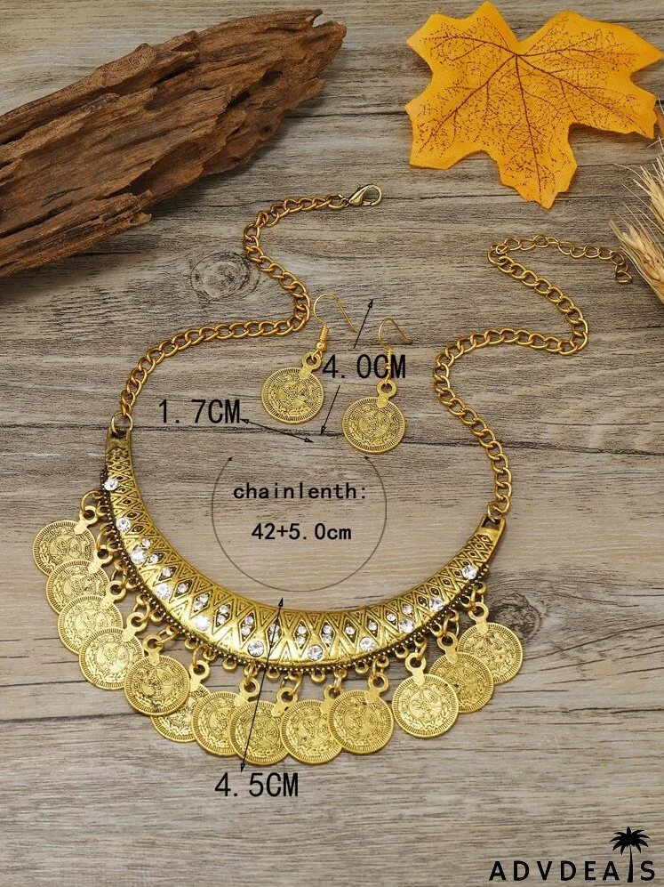 3pcs Vintage Coin Charm Jewelry Set