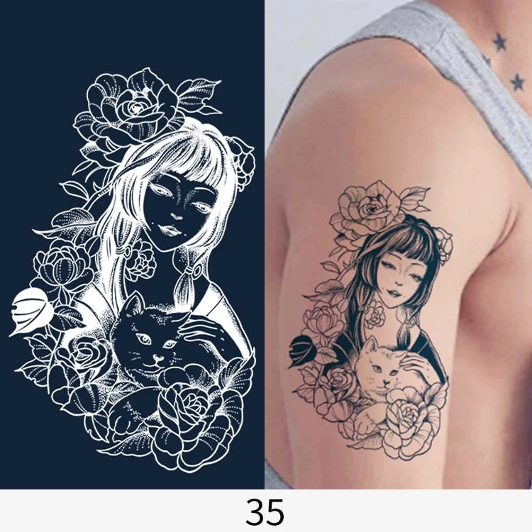 Flower Butterfly Animal Art Festival Comic Text Waterproof Full Body Arm Natural Temporary Tattoo For Men and Women