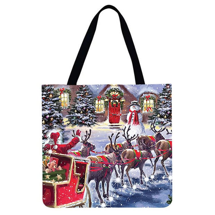 Christmas Printed Shoulder Shopping Bag Casual Large Tote Handbag (40*40cm)