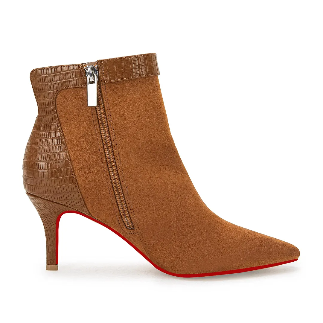 60mm Women's Pointed Toe Ankle Booties Stiletto Kitten Heel Side Zipper Ankle Buckle Strap Winter-vocosishoes