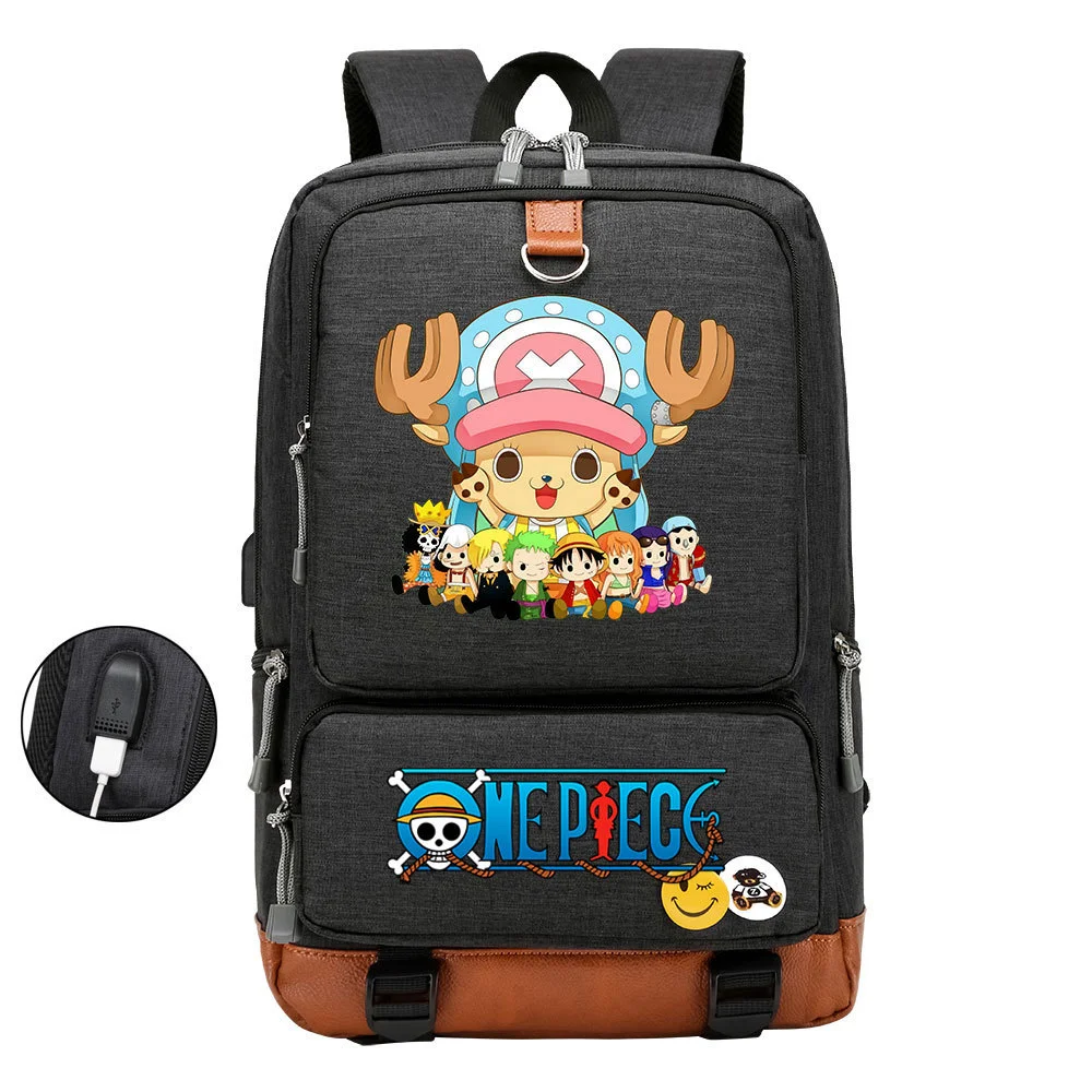 Buzzdaisy Anime-inspired One Piece Backpack with USB Charging Port and 15-inch Laptop Compartment - Perfect for School or Travel