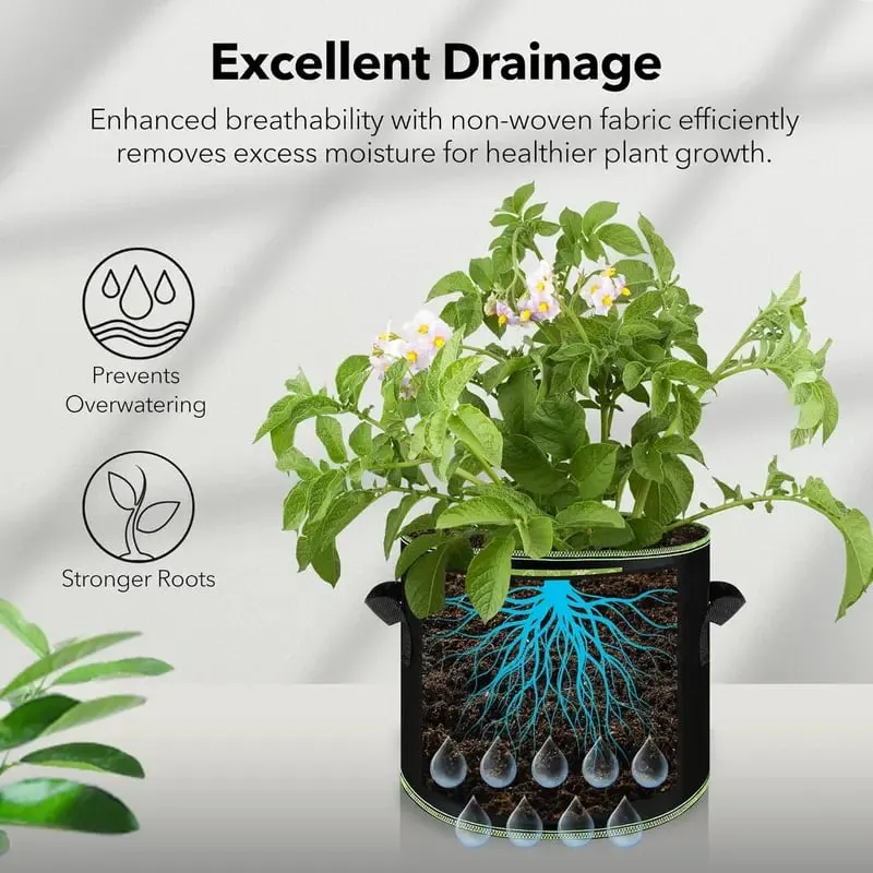 🌱 5-Pack 5 Gallon Grow Bags &ndash; Heavy Duty Aeration Fabric Pots with Handles for Vegetables, Flowers & Fruits 🪴