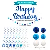 Birthday Decorations, NO DIY, Pre-Strung Happy Birthday Banner with Honeycomb Balls, Hanging Swirls, Circle Dots Garland, Happy Birthday Party Decorations for Women Men Boys Girls (Blue)