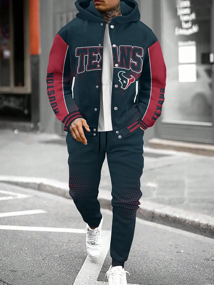 Houston Texans  2026  New Design Hooded Jacket With Drawstring Waistband Joggers 2pcs Set