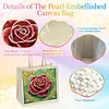 Green Background Rose DIY Linen Diamond Art Painting Tote Bag for Adults