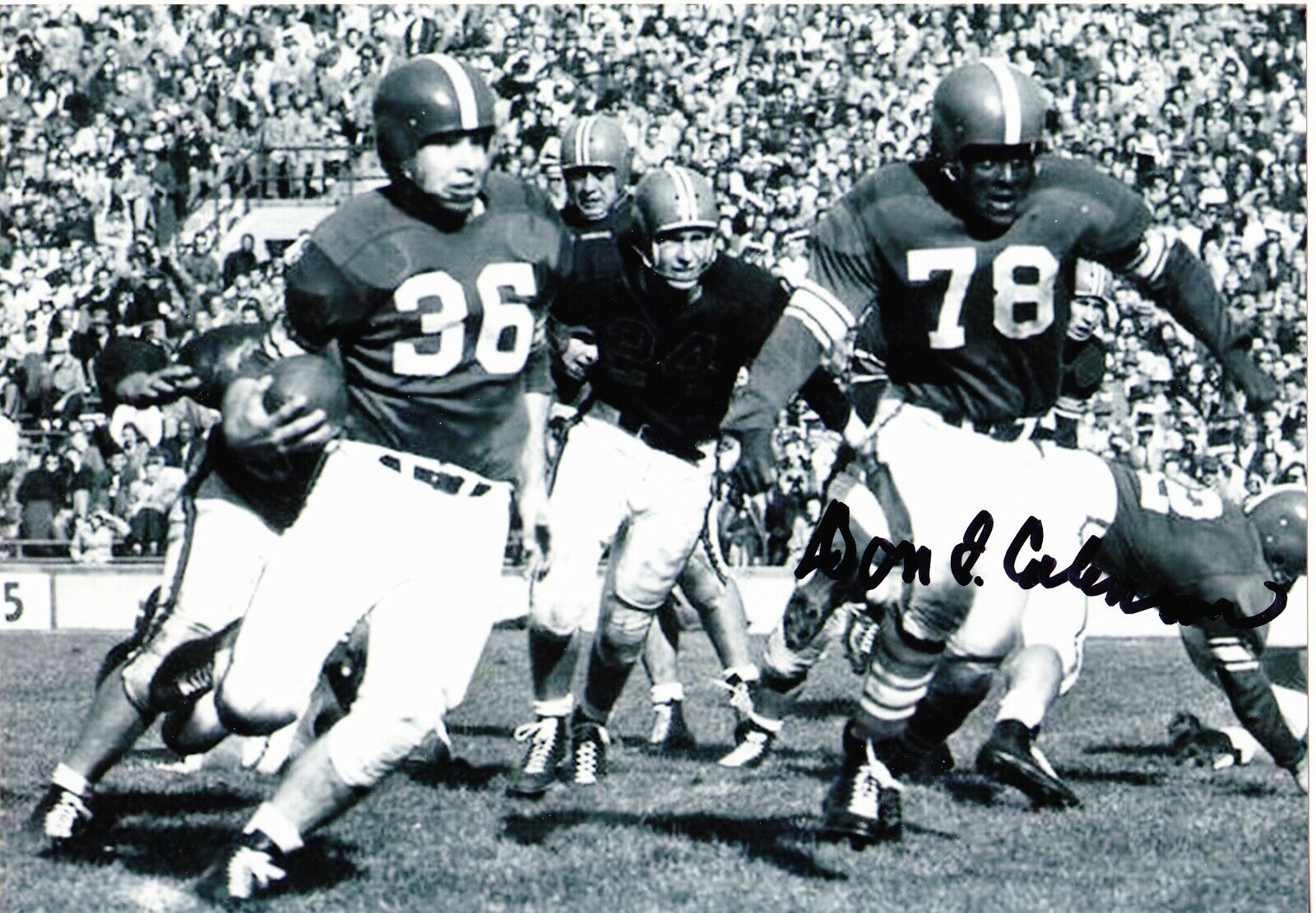Don Coleman signed 5x7 inch Michigan State Spartans B&W Photo Poster painting-(DEC) CHOF RARE