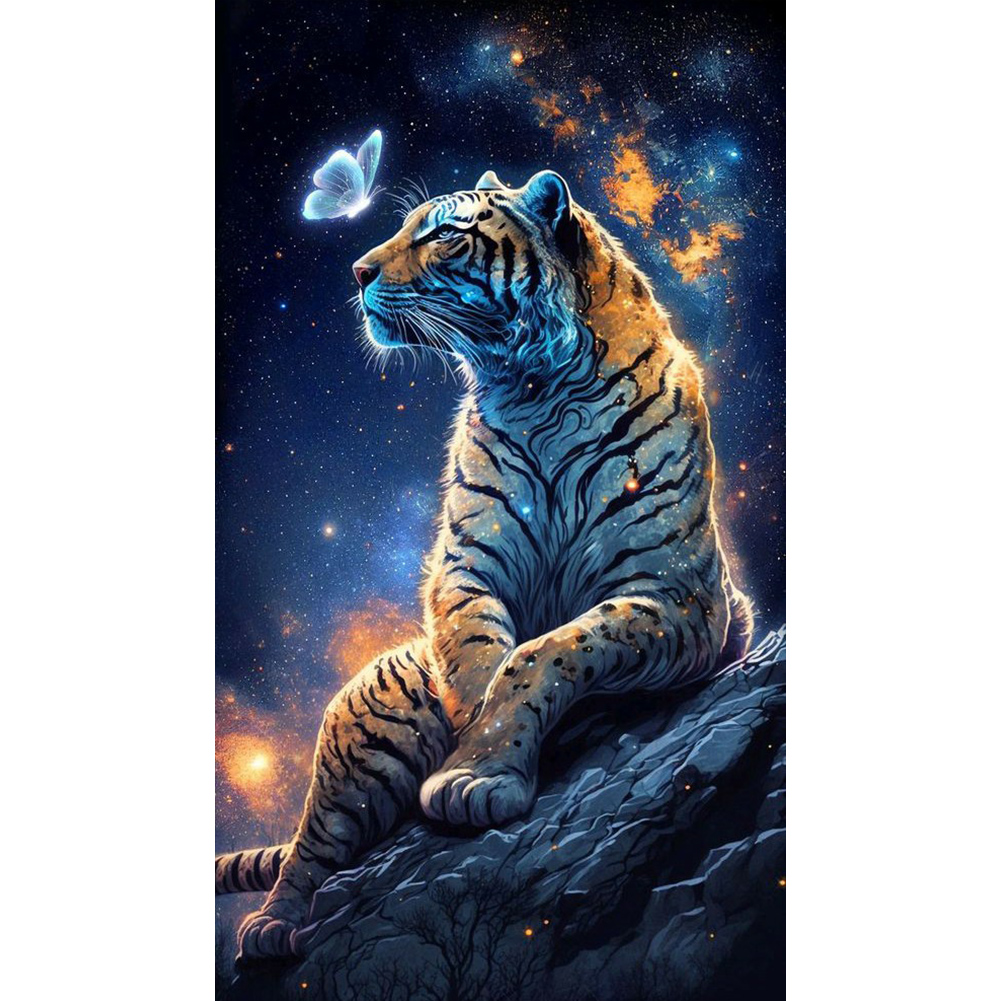 Moonlight Ferocious Tiger 40*70CM(Canvas) Full Round Drill Diamond Painting gbfke