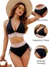 2025 High Waisted Tummy Control Color Block Bikini Sets