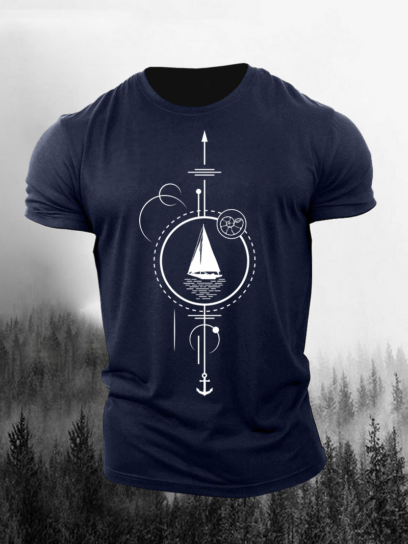 Sailboat Print Short Sleeve T-Shirt