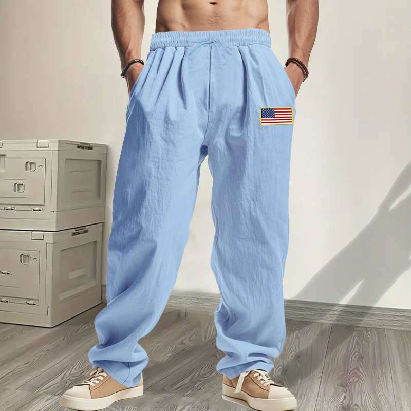 Men's Casual Solid Color Cotton And Linen Comfortable Vacation Pants