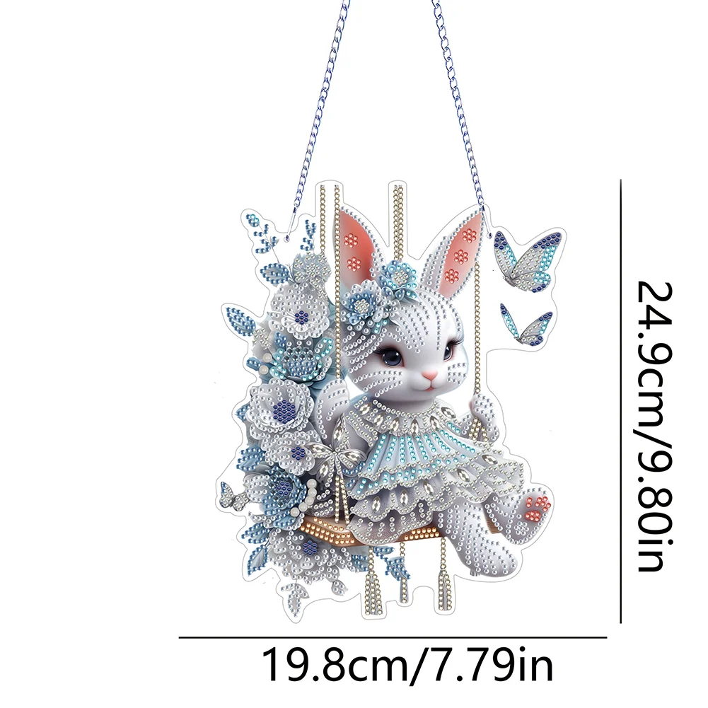 Easter Bunny Swing Diamond Art Hanging Pendant DIY Diamond Painting Dots Pendant