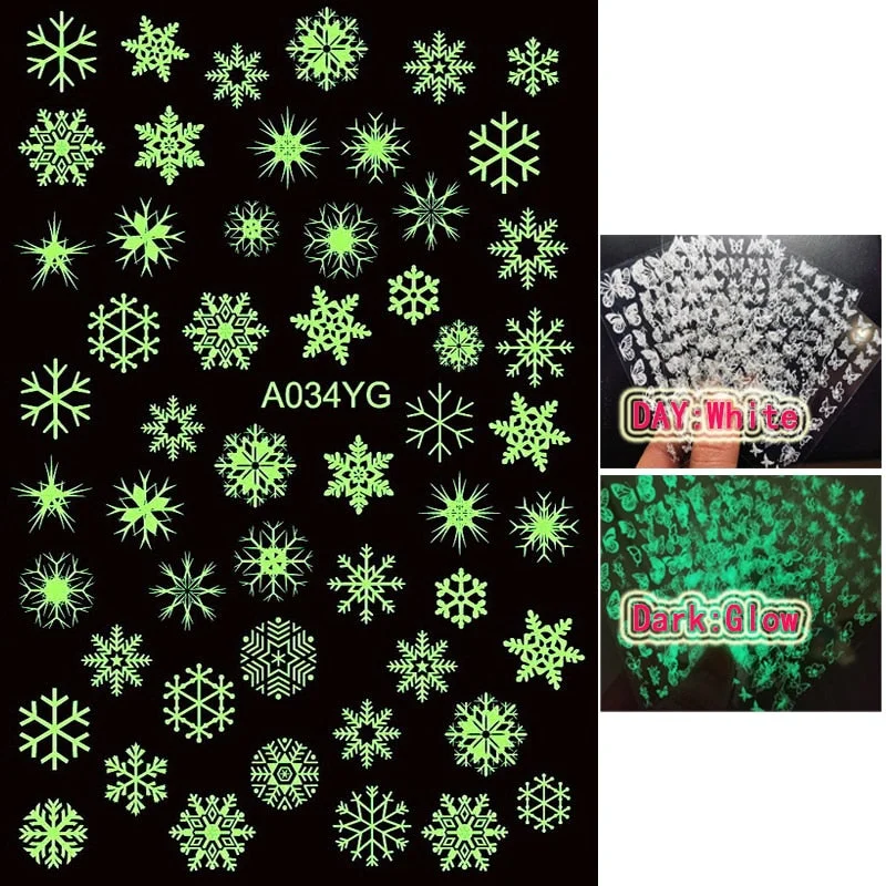 New Arrive Nail Art Sticker Decal Decoration Glow In Dark Butterfly Nail Stickes Back Glue Moon Manicure Sticker on Nails Design