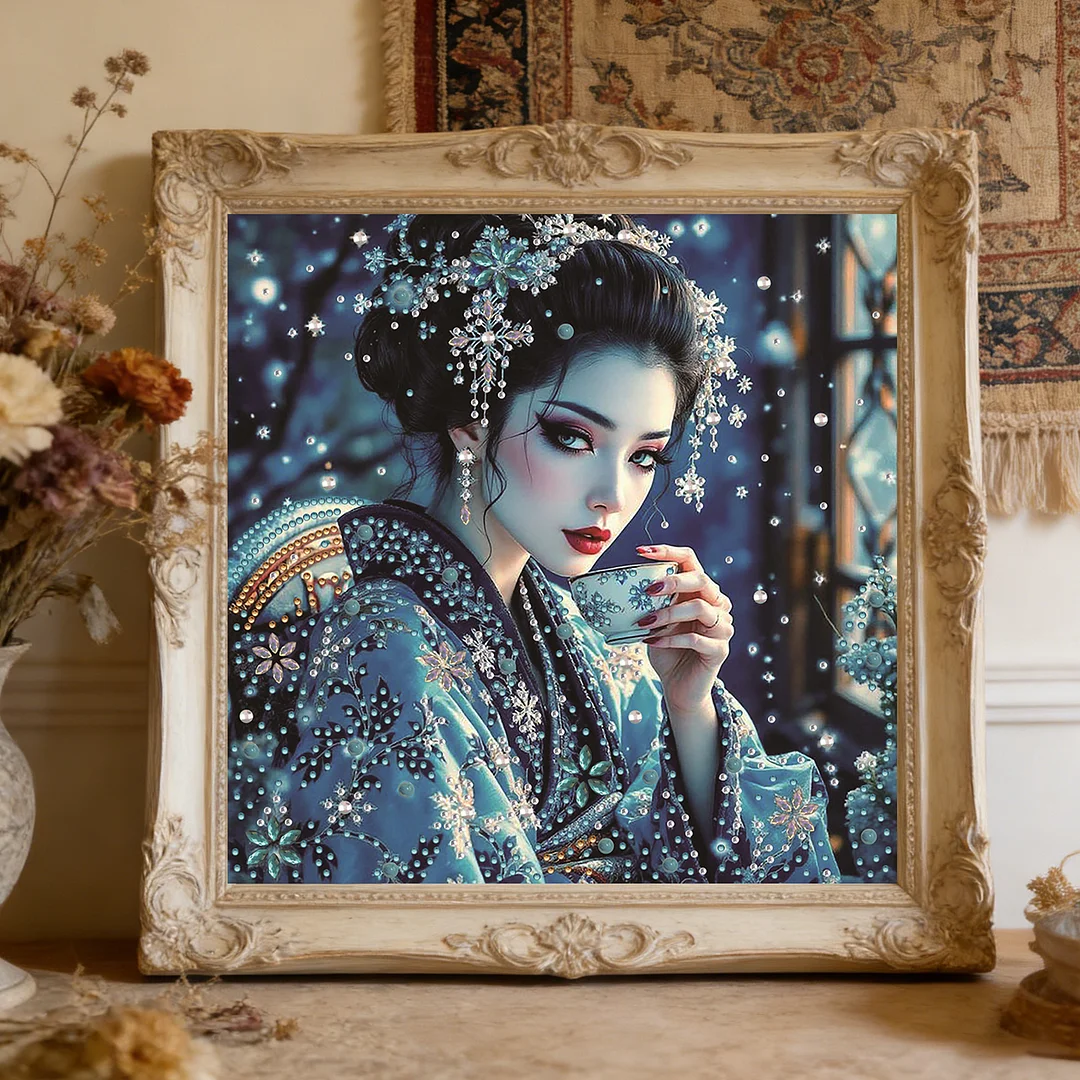 Diamond Painting - Partial Special Shaped Drill - Snow Geisha(Canvas|30x30cm)