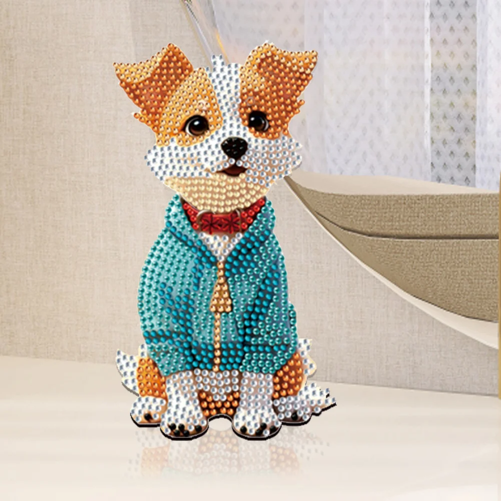 DIY Dog Acrylic Special Shape Diamond Painting Desktop Ornaments for Home Decor(Can Shake Head)