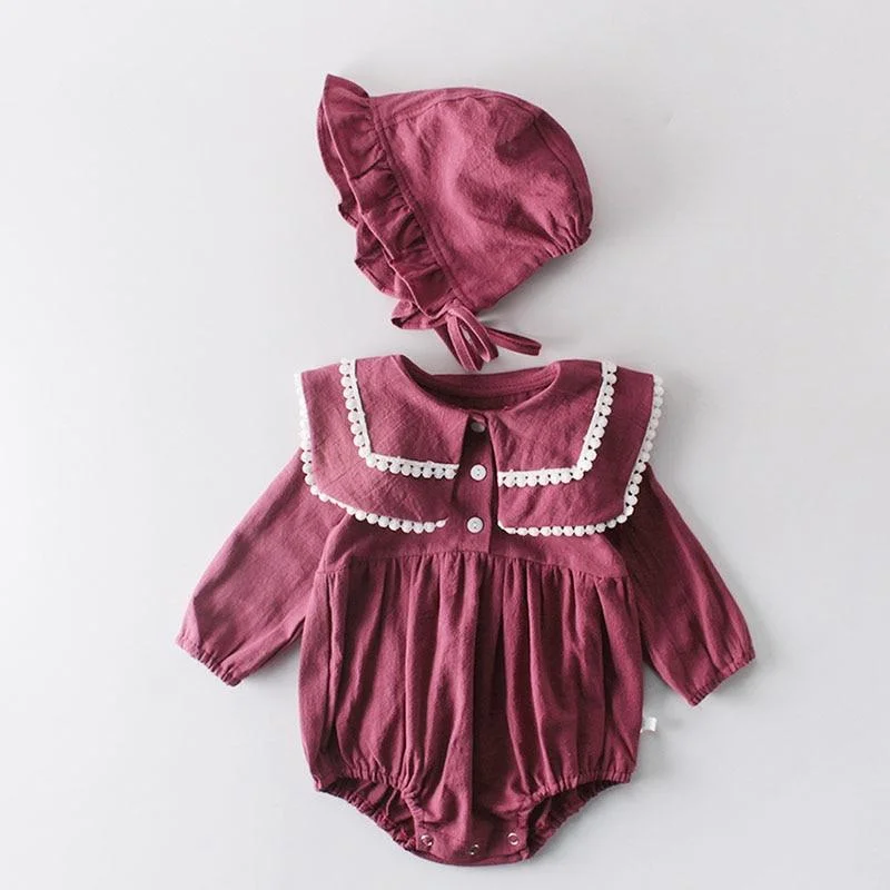 Spring Autumn Newborn Girls Lotus Leaf Collar Floral Jumpsuits Clothes Baby Knit Rompers Knitted Long Sleeve Children Rompers