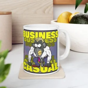 Pornhint BUSINESS CASUAL NSFW Suggestive Gorilla Coffee Mug Risque Corporate Humor Edgy PopArt Absurd Unique Gift Cheeky Office Humor NSFW