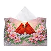 (24cm)Diamond Art Tissue Box DIY PU Napkin Cover for Home(Cardinal and flowers)