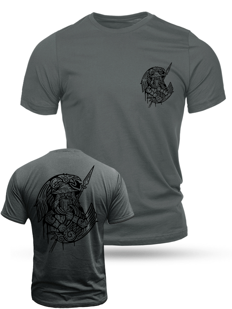 Men's Viking Warrior Print Casual Short Sleeve T-shirt