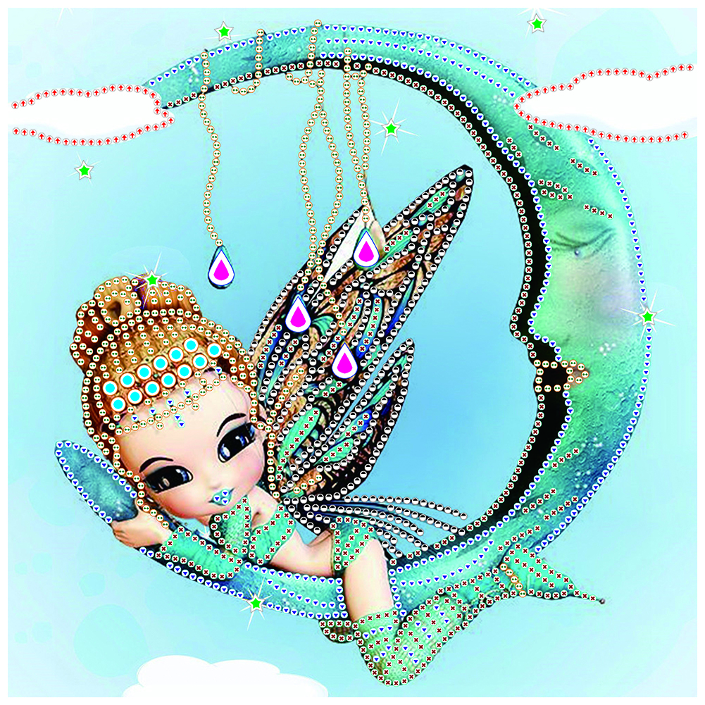 

Fairy Girl Lying On Moon-Special Shape Diamond Painting-30*30CM, 501 Original