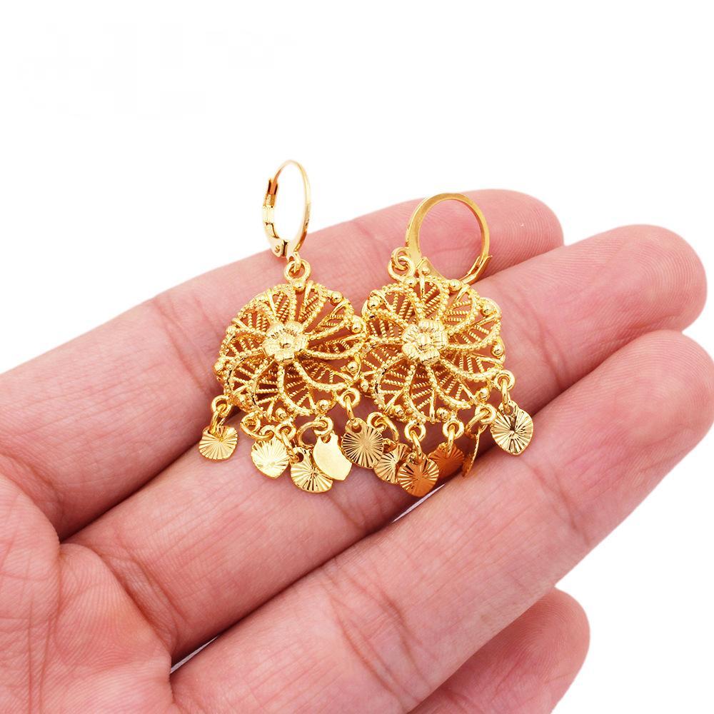Gold Plated Copper Drop Earrings Wedding Sand Gold Earrings | Oxredo Shop Ramadan Sale