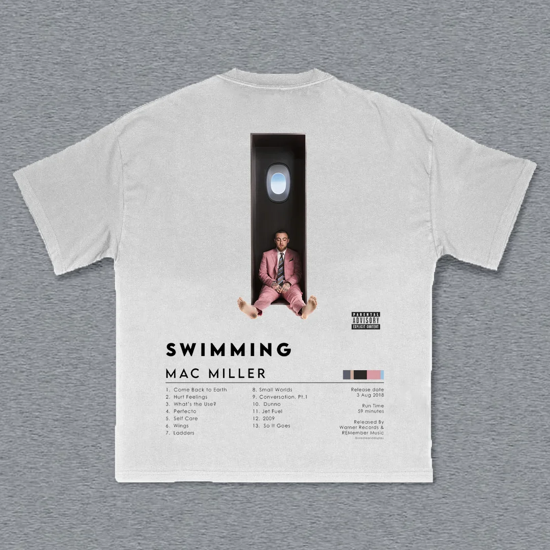 Mac Miller Swimming Print Short Sleeve T-Shirt