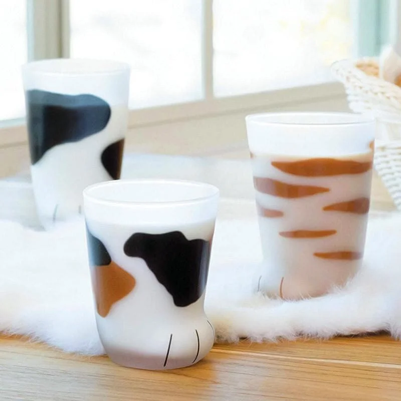 Kawaii Cat Paw Glass Water Cups SP13426
