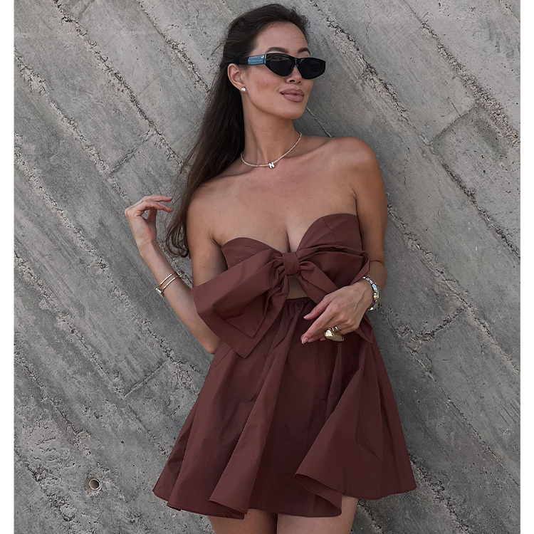 Bandeau Bowknot Cutout  Mini Dress