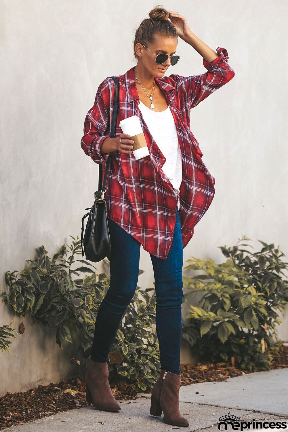 Plaid Drape Cardigan