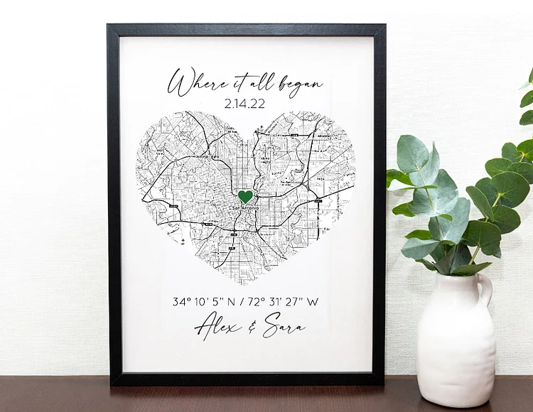 Where We Met Map, Personalized Couples Gift, Custom Map, Boyfriend Gift ...