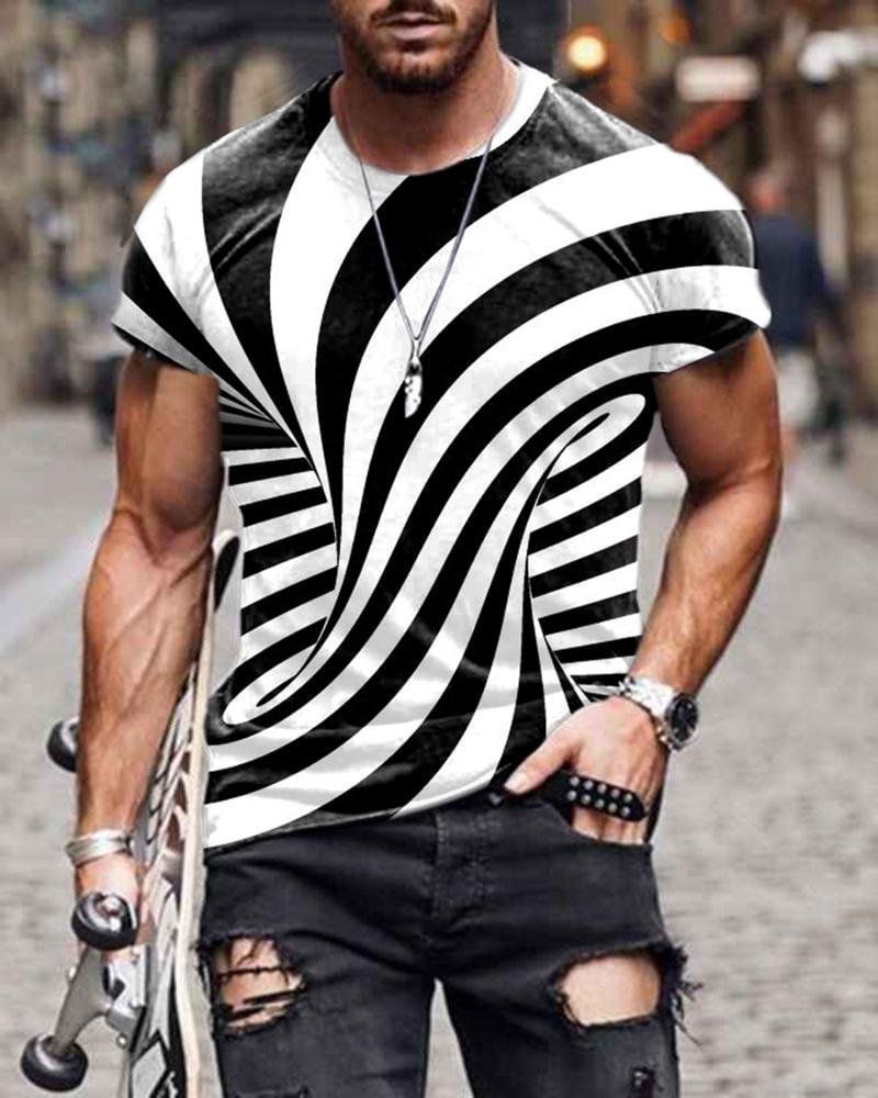 Street Style Three-dimensional Striped Short-sleeved T-shirt
