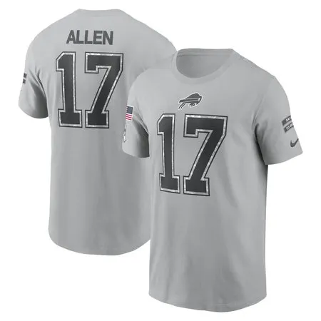 Men's Buffalo Bills Josh Allen  Gray 2024 Salute To Service Name &amp; Number T-Shirt