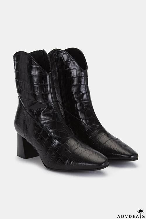 Square Toe Slip On Boots