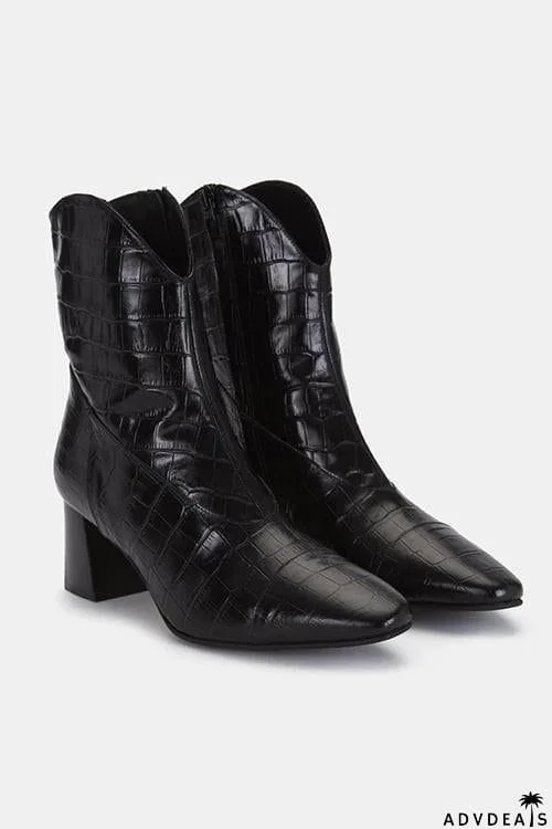 Square Toe Slip On Boots