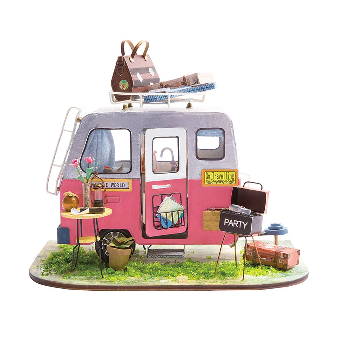 Rolife Happy Camper DGM04 DIY Miniature Camping Car Dollhouse Kit 1:20