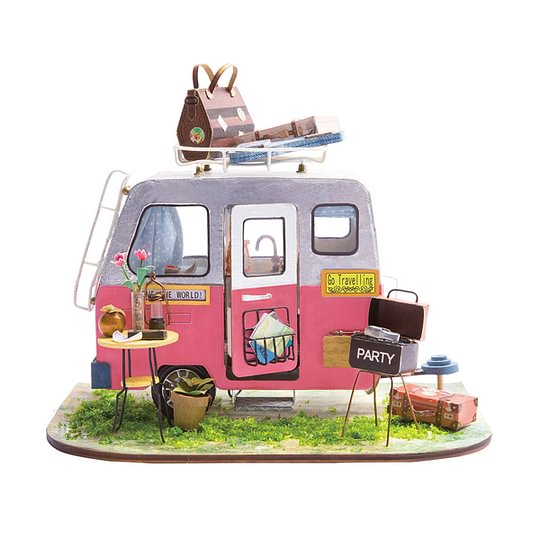  Robotime Online Rolife Happy Camper DGM04 DIY Miniature Camping Car Dollhouse Kit 1:20