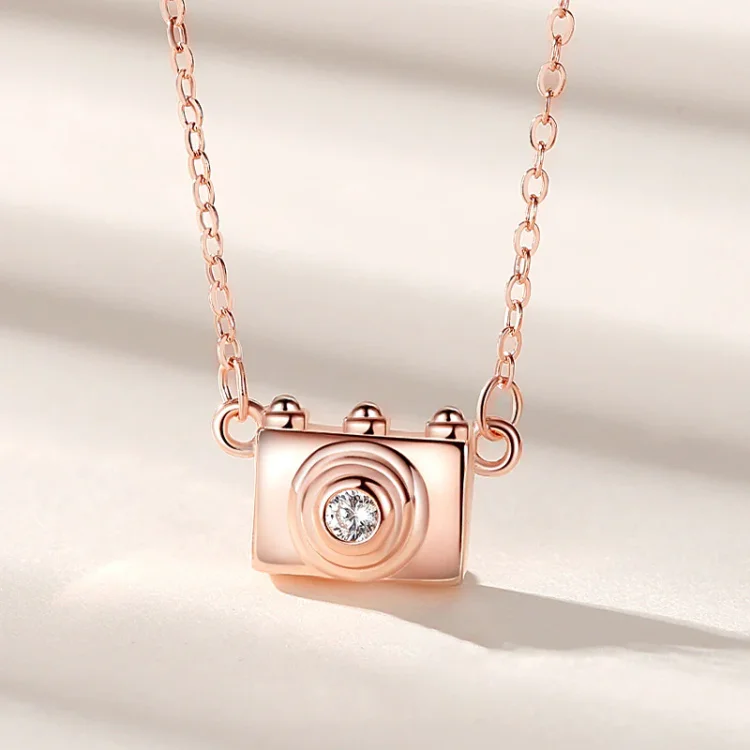 S925 Slow Down and  Capture Moments Camera Necklace