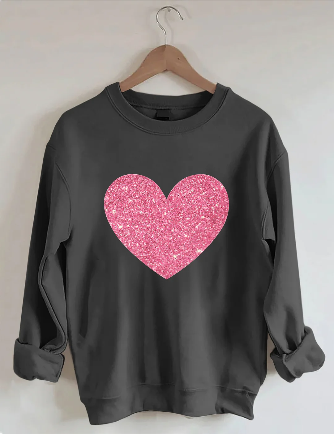 Valentine&rsquo;s Day Glitter Heart Sweatshirt