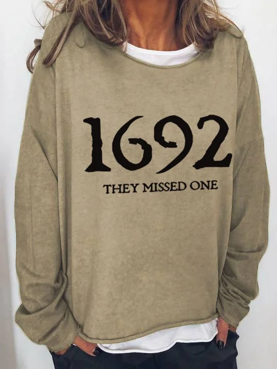Women's 1692 They Missed One Salem Witch Print Sweatshirt socialshop
