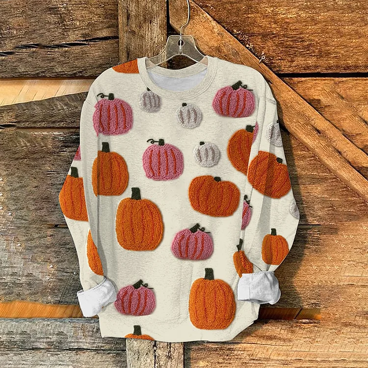 Women'S Halloween Pumpkin Print Sweatshirt