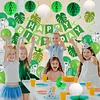 Birthday Decorations, Happy Birthday Banner with Birthday Balloons, Honeycomb Balls, Hanging Swirls, Circle Dots Garland, Happy Birthday Party Decorations for Women Men Boys Girls (Green)