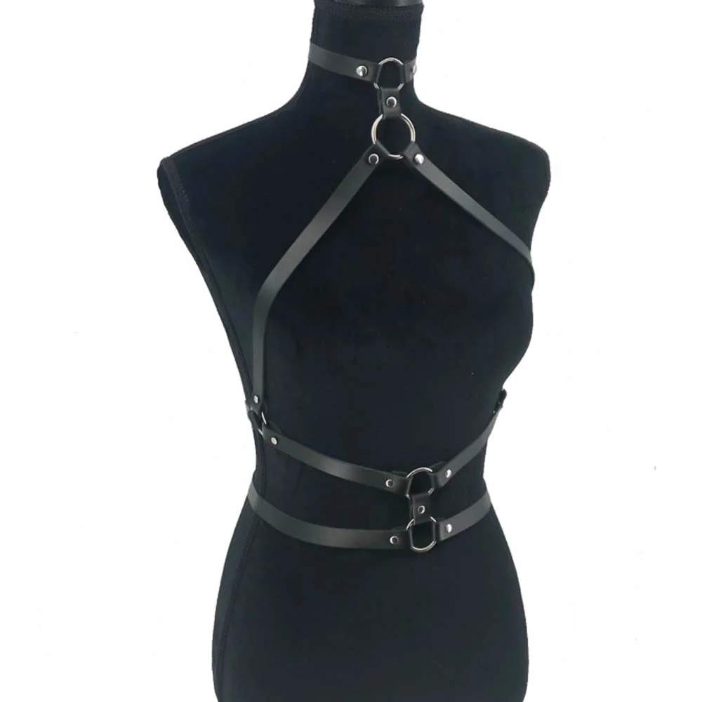 Uyee Sexy Pu Leather Harness Chest Strap Women Lingerie Harajuku Body