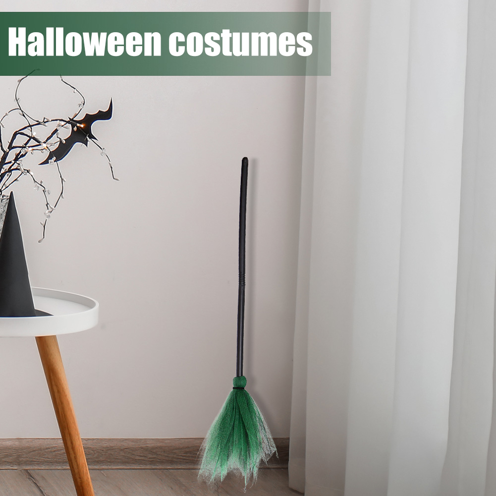 Halloween Witch Broom Flying Broomstick with Light Strings Mesh Broom Props от Cesdeals WW