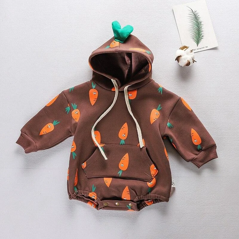 2021 Autumn And Winter Baby Jumpsuit Stripe Plush Fashion Simplicity Leisure Thickening Boys And Girls Jumpsuit Clothes