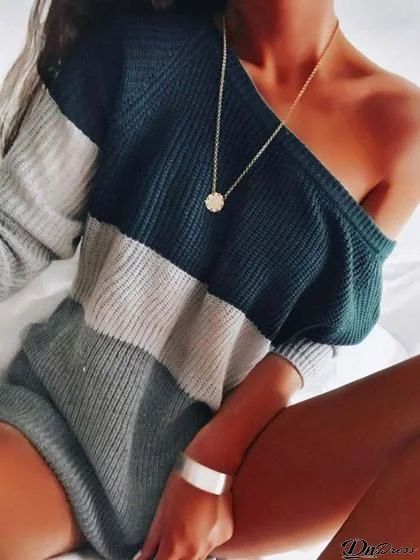 Causal One Shoulder Knitted Loose Sweater