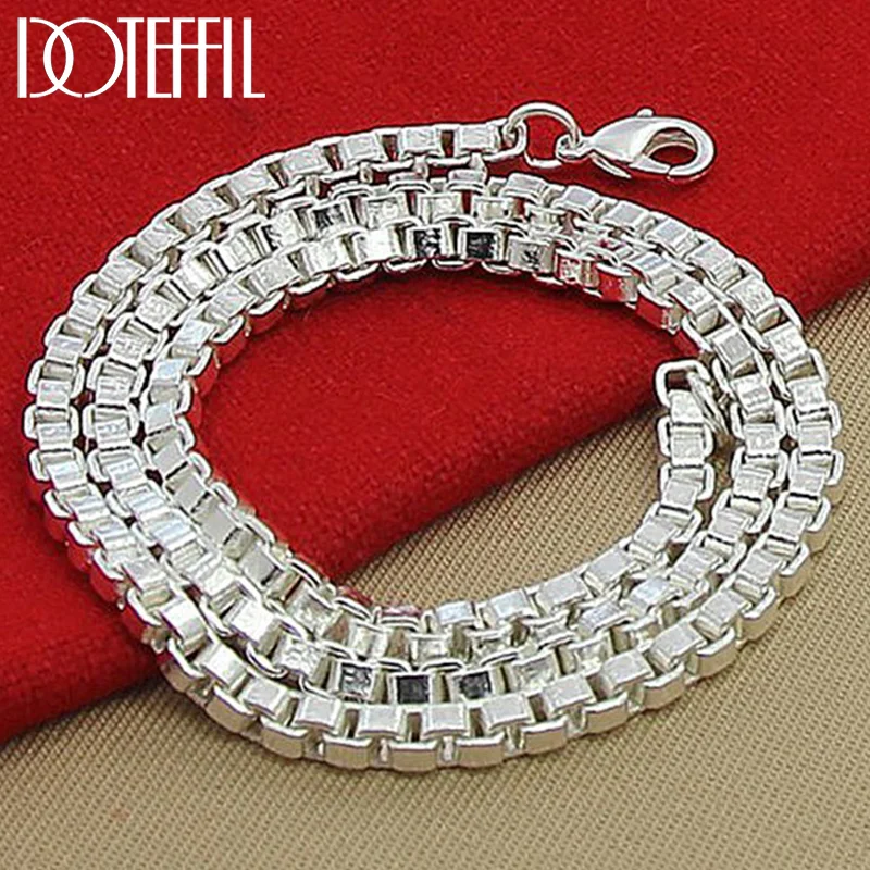 DOTEFFIL 925 Sterling Silver 4mm 18 inches Box Chain Necklace For Men Women Jewelry