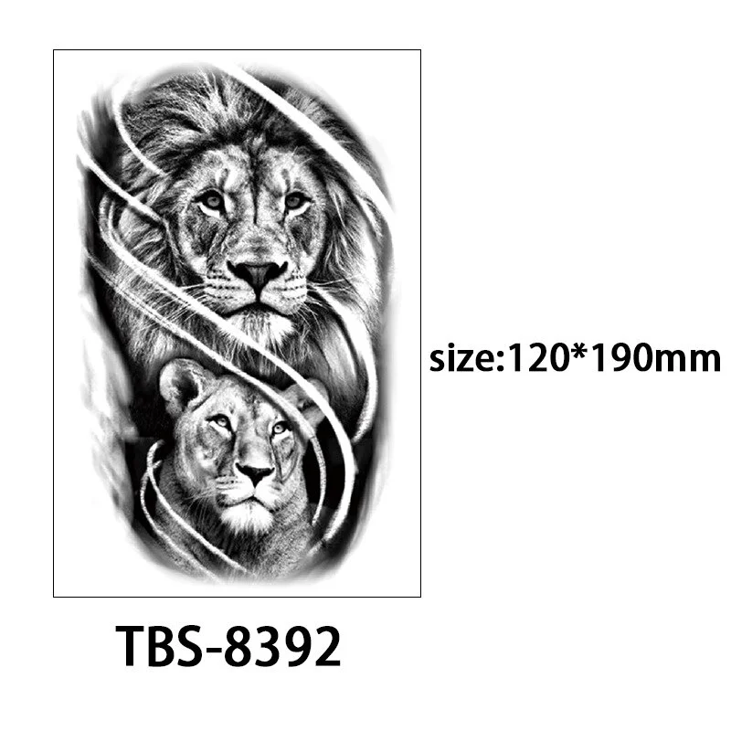 Sdrawing Forest King Animal Tattoo Sticker for Men Tiger Skull Skeleton Fake Tattoo for Women Wolf Tattoo Temporary Waterproof