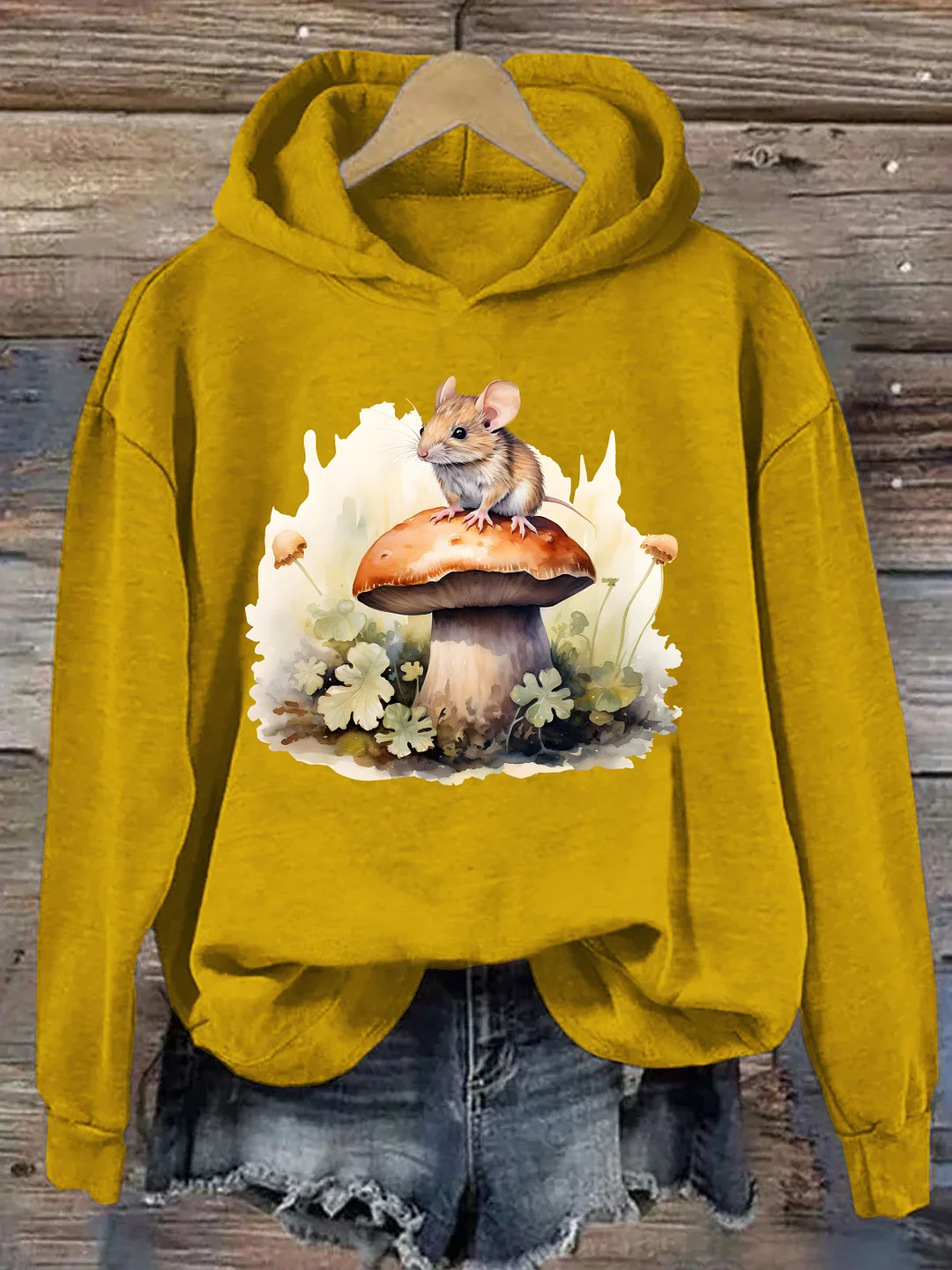 Vintage Hamster Mushroom Plant Art Hoodie