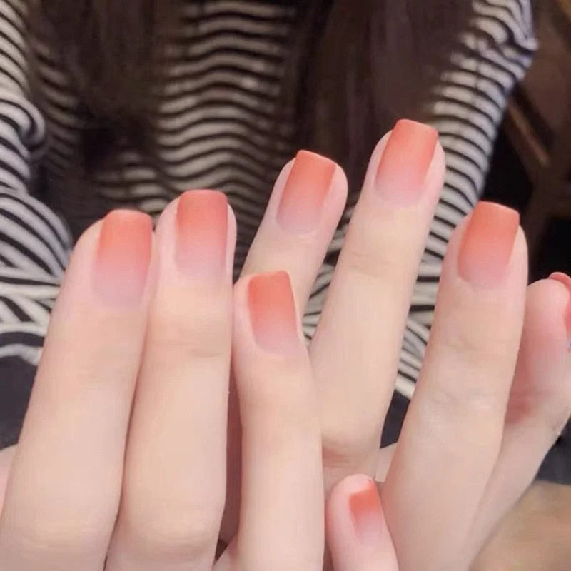 24pcs Women Pure Color Fashion Fake Nail Girls Sweet Pink Frosted Matte Wearable Fake Nails Square Head Nail Art Tips TN-Nail Inspo