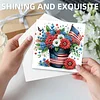 6pcs Diamond Painting Independence Day Flowers Greeting Card with Envelope for Family Friends Holiday Gift Congratulations